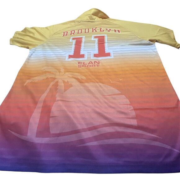 Flan Labs Caramel Sunset Soccer Jersey Mens XL Multicolor Ombre Street Sporty - Picture 2 of 12